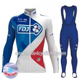 Tenue Maillot M/L + Collant à Bretelles 2017 FDJ Hiver Thermal Fleece N001